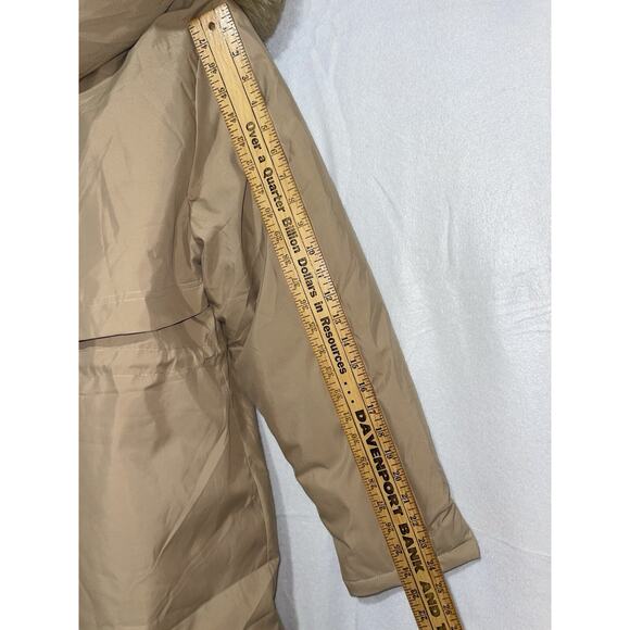 CHOUYATOU Beige Long‎ Coat With Detachable Fur Hat Band Size L New - Picture 7 of 10